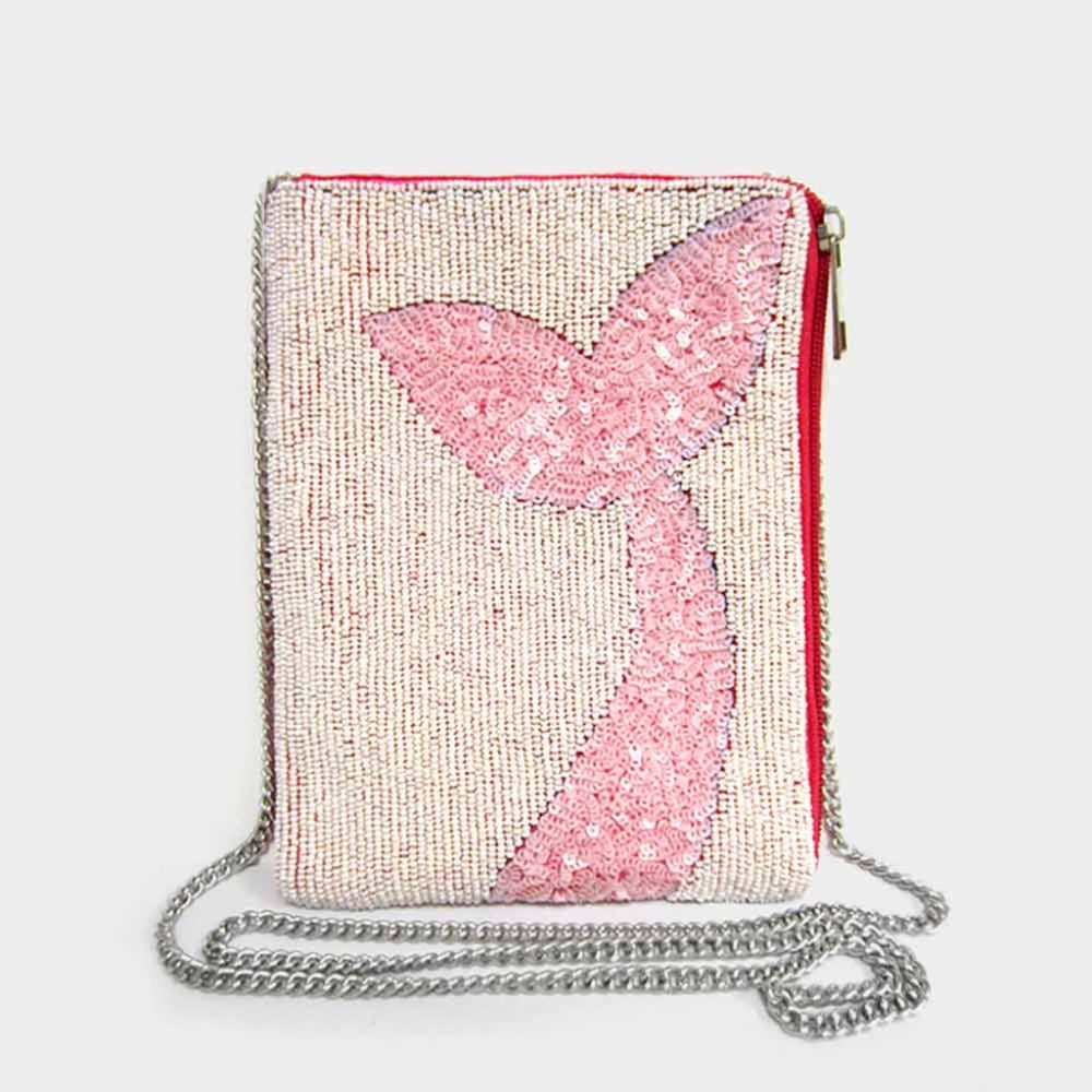 NWT NEW Mermaid Seed Bead Sequin Crossbody / Clutch Bag